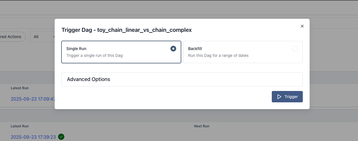 Dag Trigger Window - Single Run (Light Mode)